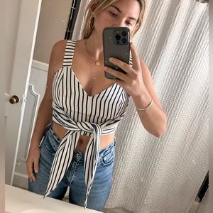 JOA Striped Crop Top